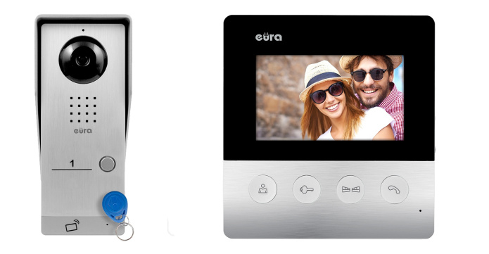 ZESTAW WIDEODOMOFONU Z CZYTNIKIEM RFID EURA VDA-91A3 MONITOR KOLOR BIAŁY VDA-19A3